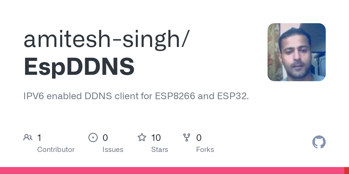 IPV6 enabled DDNS client for ESP8266 and ESP32. Contribute to amitesh-singh/EspDDNS development by creating an account on GitHub.