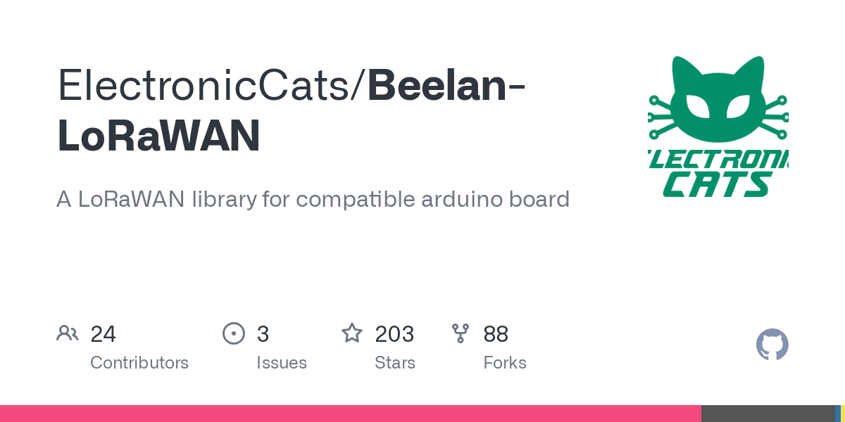 A LoRaWAN library for compatible arduino board . Contribute to ElectronicCats/Beelan-LoRaWAN development by creating an account on GitHub.