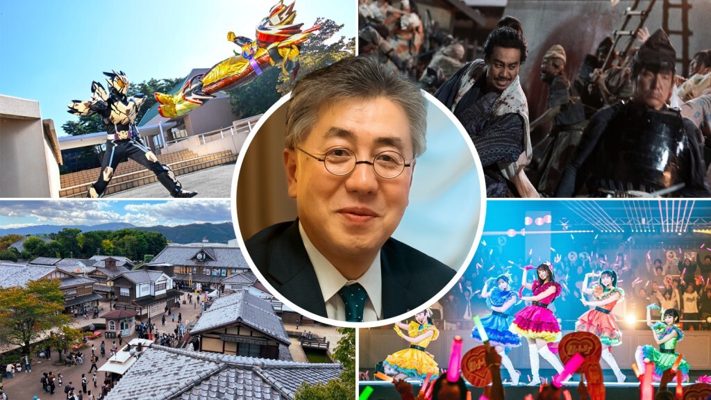 Clockwise Top L-R: 'Kamen Rider Gavv,' 'Muromachi Outsiders,' 'Oshi No Ko'
and Toei’s studios in Tokyo (inset) Fumio Yoshimura