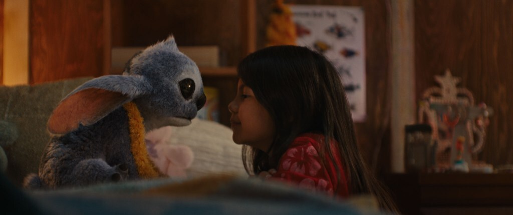 Stitch and Maia Kealoha as Lilo in Disney’s live-action Lilo & Stitch movie