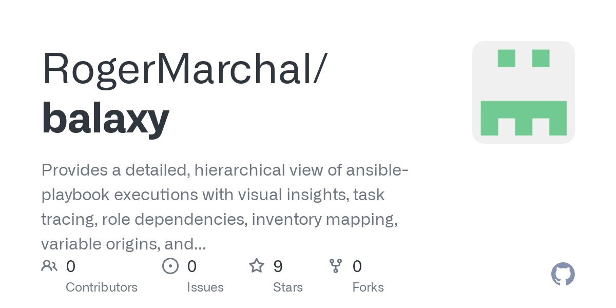 Provides a detailed, hierarchical view of ansible-playbook executions with visual insights, task tracing, role dependencies, inventory mapping, variable origins, and more. Designed for easier debug...