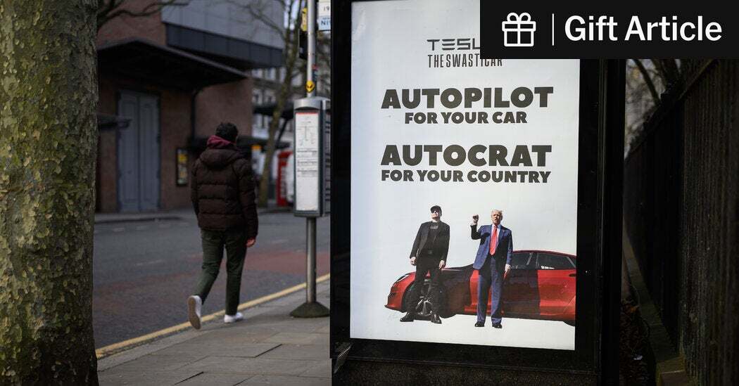 A fake advertisement on a bus stop in London last month.