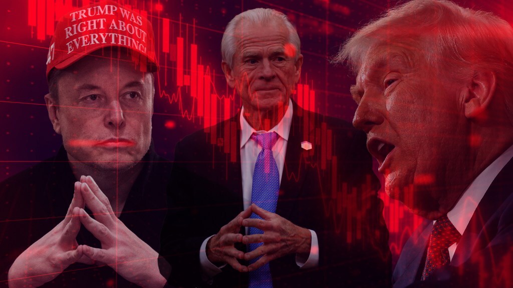 Elon Musk, Peter Navarro and Donald Trump