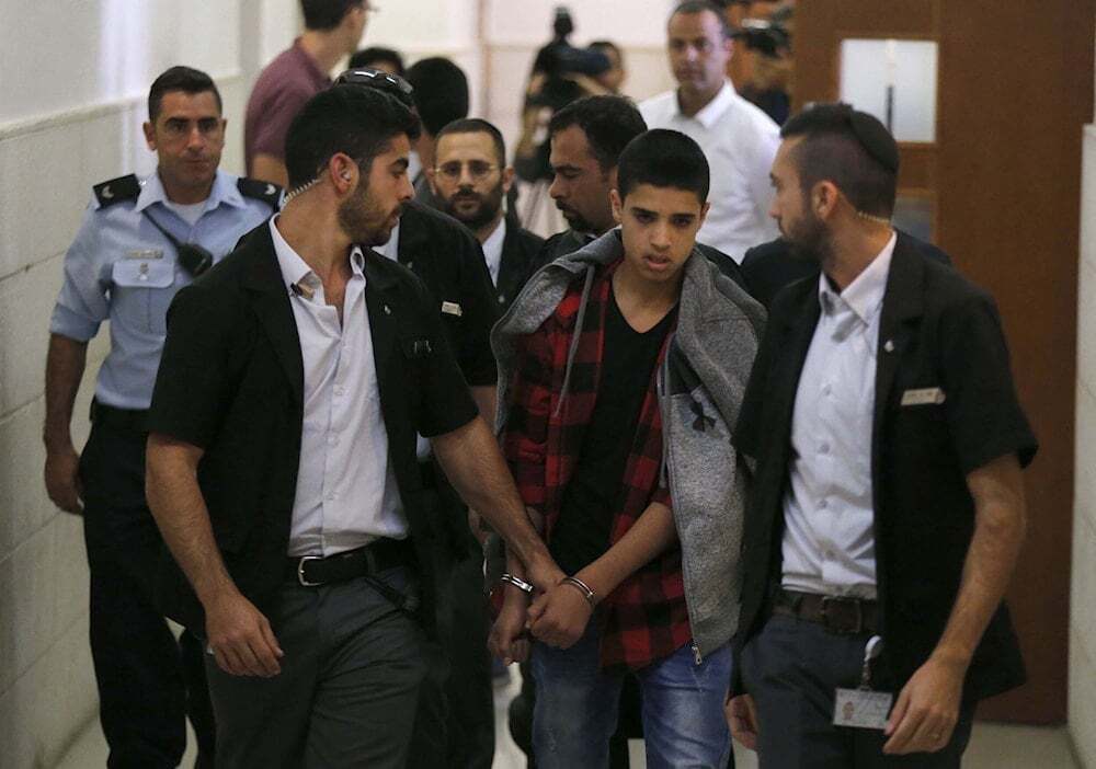 Palestinian prisoner Ahmad Manasra when he was first detained, April 10 2015 (Social Media)