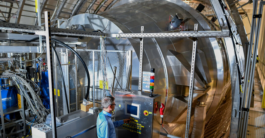 A spectrometer of the Karlsruhe Tritium Neutrino Experiment in Germany in 2016.