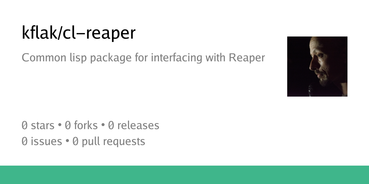 Summary card of repository kflak/cl-reaper