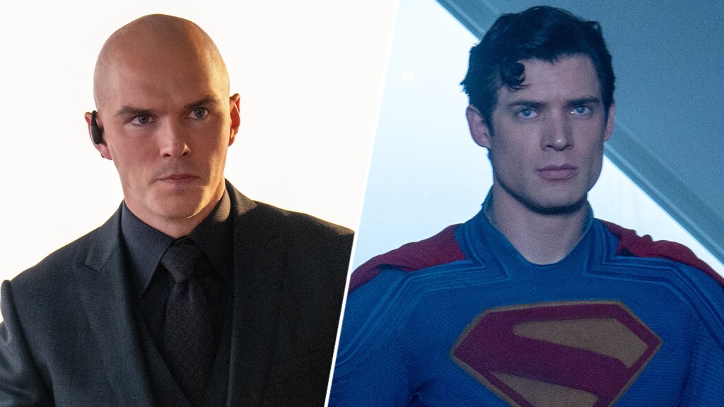 Nicholas Hoult as Lex Luthor in 'Superman'; David Corenswet as Superman in 'Superman'