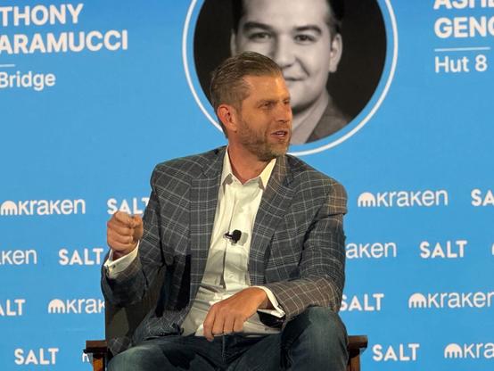 American Bitcoin co-founder Eric Trump at SALT Wyoming in August 2025. (Helene Braun/CoinDesk)