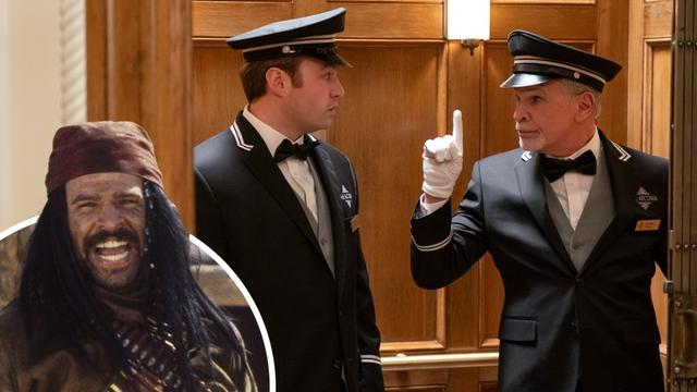 Emory Cohen and Tony Plana in 'Only Murders in the Building,' (inset) Tony Plana in 'The Three Amigos'
