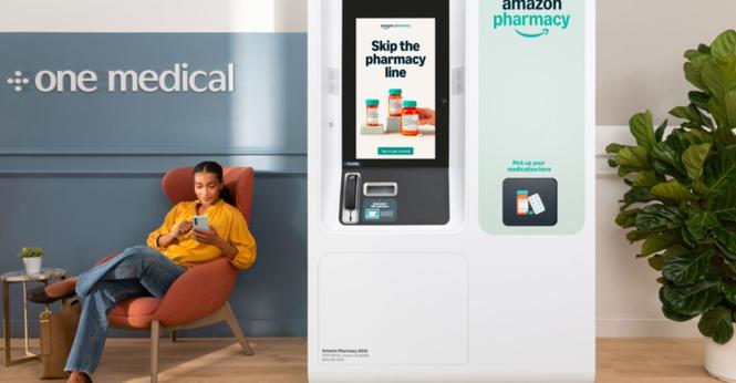 An Amazon Pharmacy kiosk at a One Medical clinic.