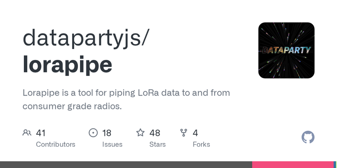 Lorapipe is a tool for piping LoRa data to and from consumer grade radios. - datapartyjs/lorapipe Lorapipe is a tool for piping LoRa data to and from consumer grade radios. - datapartyjs/lorapipe