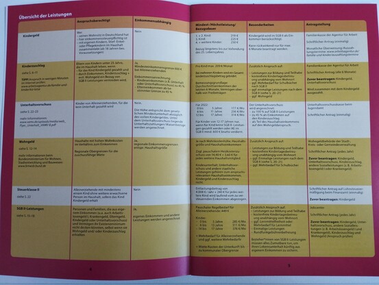 Infoschreiben zu Kindergeld, Kinderzuschlag, Unterhaltsvorschuss, Wohngeld, Steuerklasse 2 und SGB 2 Leistungen