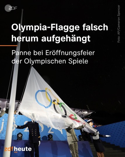 zdfheute
Olympia-Flagge falsch
herum aufgehängt
Panne bei Eröffnungsfeier der Olympischen Spiele
Foto: AP/Cameron Spencer